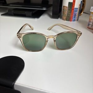 GARRETT LEIGHT Ace Sun Sunglasses with Clear/tan frame